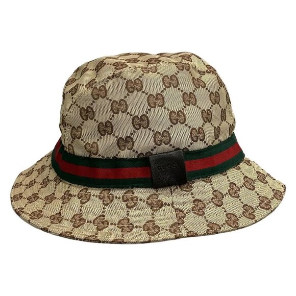 GUCCI Beige Dark Brown Multi Polyester Cotton Polyurethane Polyamide Hat - Picture 2 of 7